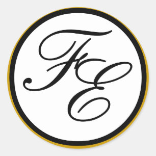 Adesivo Selo preto & branco Dourado elegante do casamento