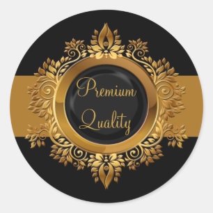 Adesivo selo preto do envelope do monograma do ouro