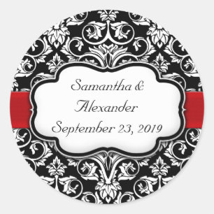 Adesivo Selo preto/vermelho do envelope do casamento tema