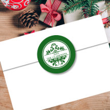 Selo redondo de envelope branco verde elegante