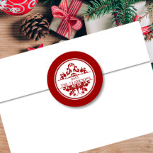 Selo redondo de envelopes vermelho branco elegante