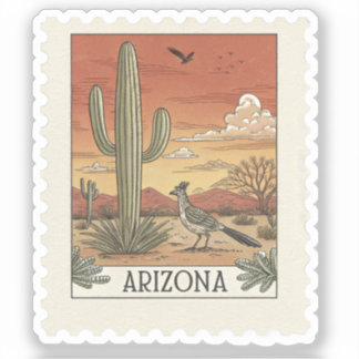 Adesivo Selo Roadrunner do Cacto Saguaro do Arizona Vintag