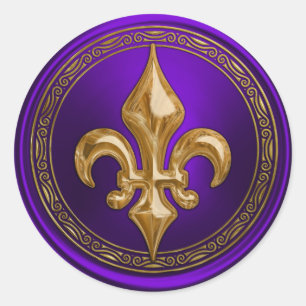 Adesivo Selo roxo e Dourado do envelope da flor de lis