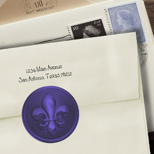Adesivo Selo roxo violeta do envelope da flor de lis
