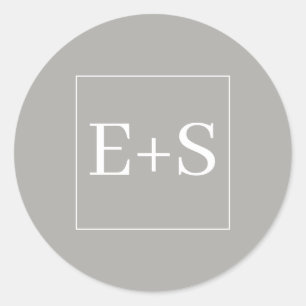 Adesivo Selo Simples Elegante Monograma Cinza para Envelop