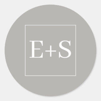Adesivo Selo Simples Elegante Monograma Cinza para Envelop