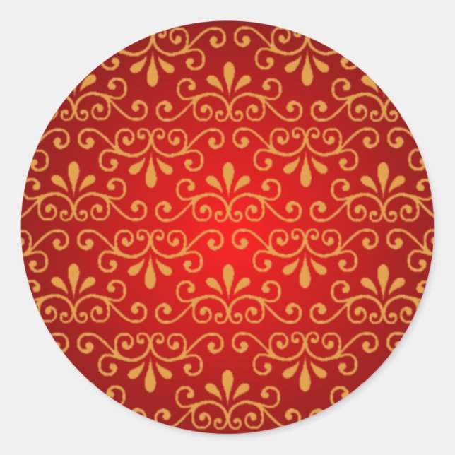 Adesivo Selo Vermelho com Curlices Dourados (Frente)