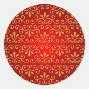 Adesivo Selo Vermelho com Curlices Dourados
