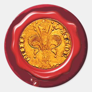 ADESIVO SELO VERMELHO DA CERA DA FORINT FLORENTINO DOURADO
