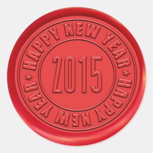 Adesivo Selo vermelho da cera do feliz ano novo 2015