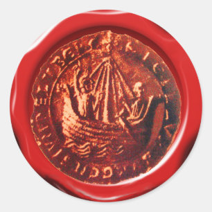 ADESIVO SELO VERMELHO DA CERA DO NAVIO ANTIGO