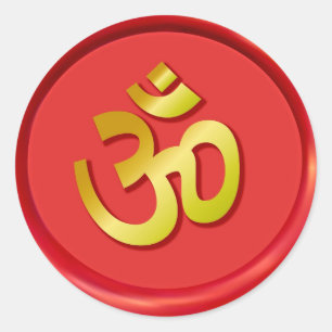 Adesivo Selo vermelho da cera do OM do ouro