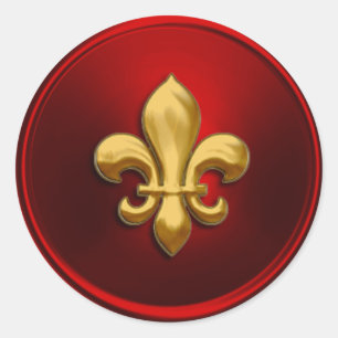 Adesivo Selo vermelho e Dourado do envelope da flor de lis