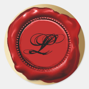 Adesivo Selo vermelho na moda da letra inicial da cera
