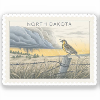Adesivo Selo Vintage Meadowlark de Dakota do Norte