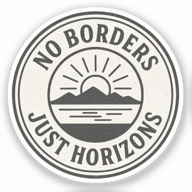 Adesivo Selo Vintage – “Sem Fronteiras, Apenas Horizontes” (Frente)
