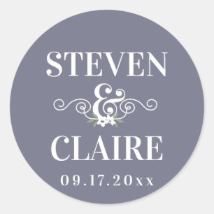 Adesivo Selo Wedding personalizado elegante simples do
