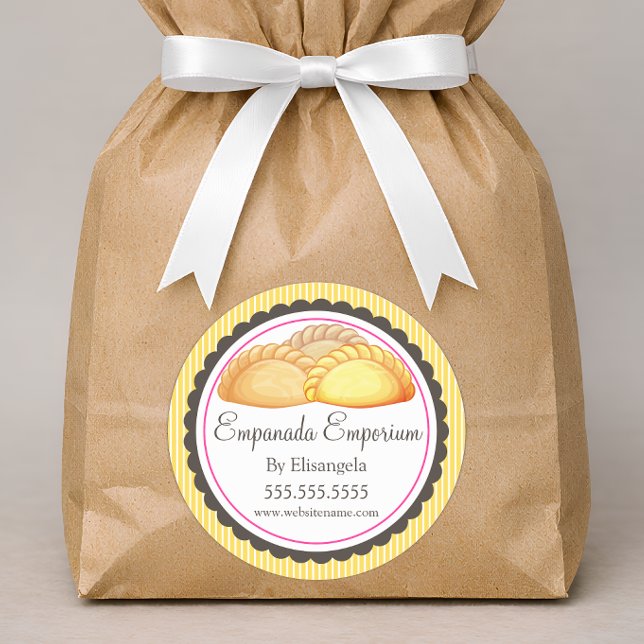 Adesivo Selos de Caixa de Padaria de Empanadas (Empanada or turnover sticker in situ)