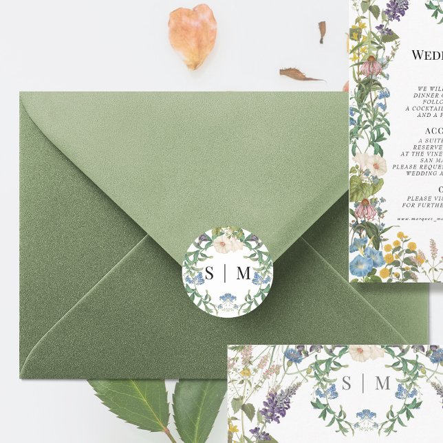 Adesivo Selos de Casamento de Primavera com Campo Florido  (Criador carregado)