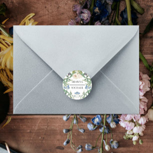 Adesivo Selos de Casamento de Primavera com Prado Floral d