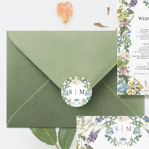 Adesivo Selos de Casamento de Primavera com Prado Floral d