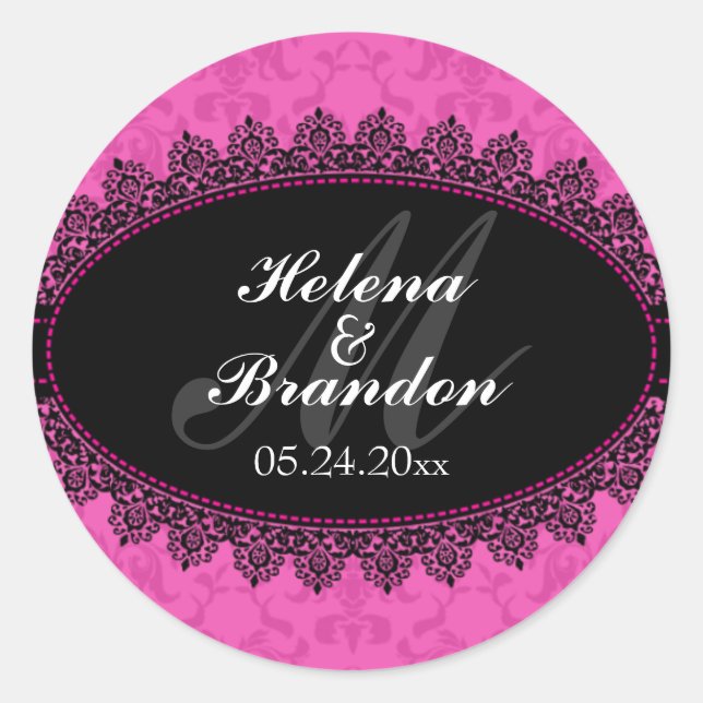 Adesivo Selos de Casamento do Monograma do Lace & Damask E (Frente)