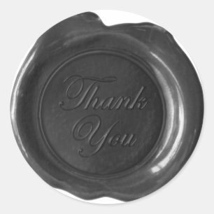Adesivo Selos De Cera Faux - Script Preto - Obrigado