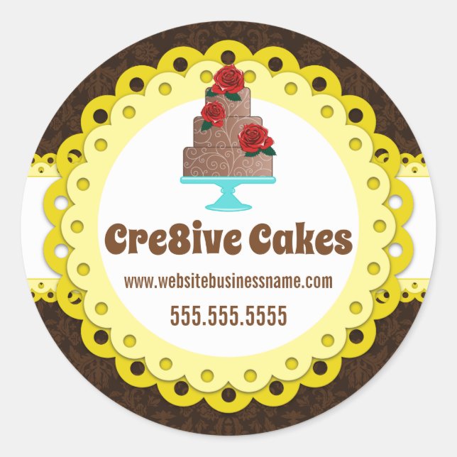 Adesivo Selos De Embalagem De Panificação De Bolo Elegante (Frente)