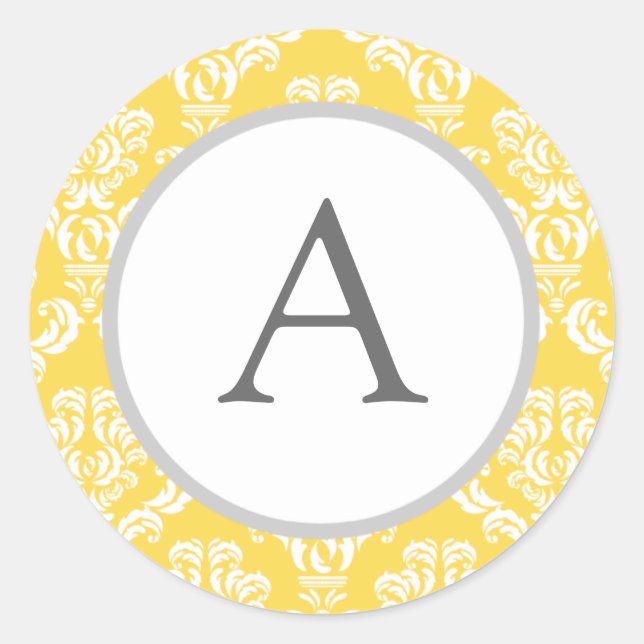 Adesivo Selos de Envelope Amarelo Monograma Personalizado (Frente)