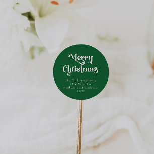 Adesivo Selos de Envelope Clássico Verde de Feliz Natal