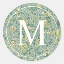 Selos de Envelope com Monograma Floral Verde Elega