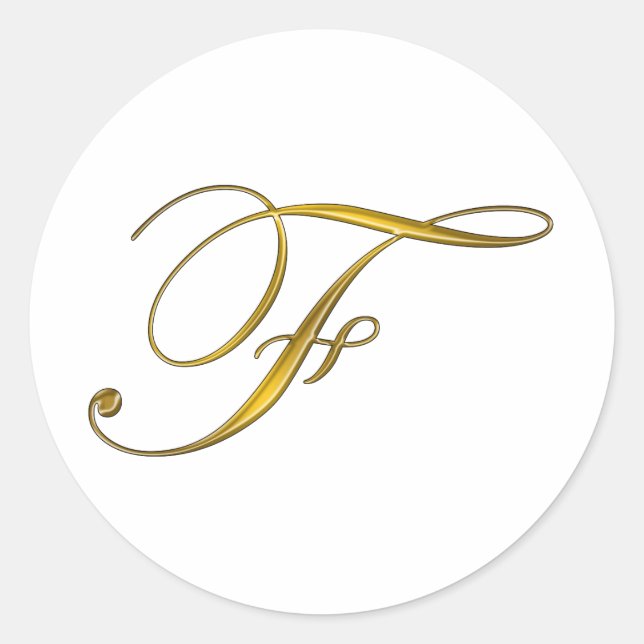 Adesivo Selos de Envelope com Monograma Inicial F em Ouro  (Frente)