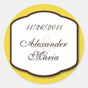 Adesivo Selos de Envelope de Casamento Amarelo e Branco
