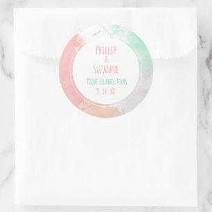 Adesivo Selos De Envelope De Casamento De Coral Tropical N