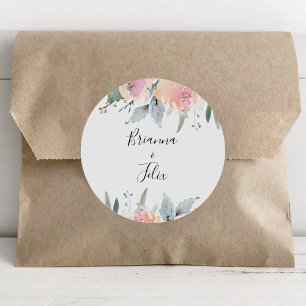 Adesivo Selos De Envelope De Casamento Floral, De Blush, D