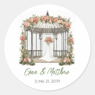 Adesivo Selos de Envelope de Casamento Floral Gazebo Adesi