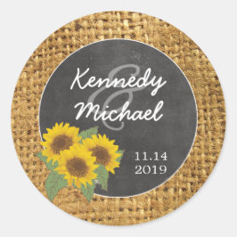 Adesivo Selos de envelope de casamento Russo Sunflower Bur