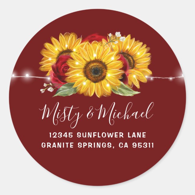 Adesivo Selos De Envelope De Devolução De Sunflower (Frente)