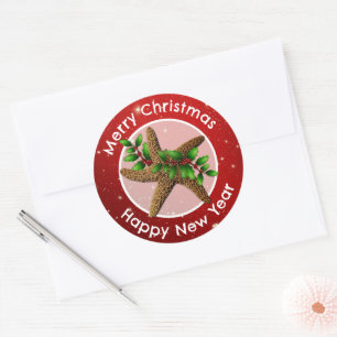 Adesivo Selos de envelope de Feliz Natal com estrelas-do-m