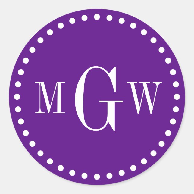 Adesivo Selos De Envelope De Monograma Roxo Favorecem Marc (Frente)