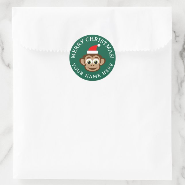 Adesivo Selos de envelope de Natal com macaco Santa fofo (Bolsa)