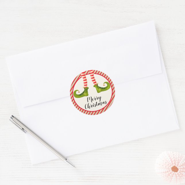 Adesivo Selos de Envelope de Pernas de Elfo de Natal Alegr (Envelope)
