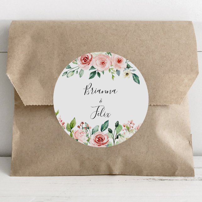 Adesivo Selos De Envelope Floral De Casamento Elegante (Criador carregado)