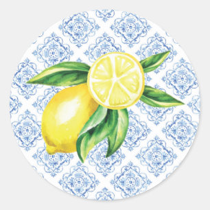 Adesivo Selos de Envelope Lemon, Azulejo Azul Italiano