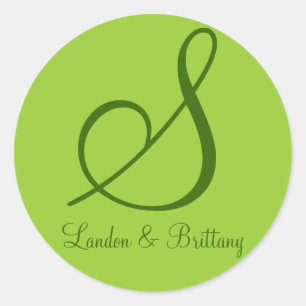 Adesivo Selos De Envelope: Monograma Sutil (Verde)