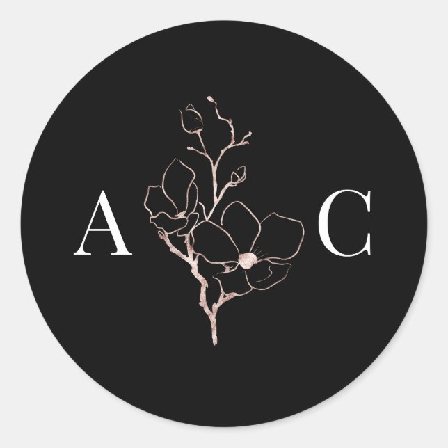 Adesivo Selos de Envelope Negra Monograma Elegante (Frente)