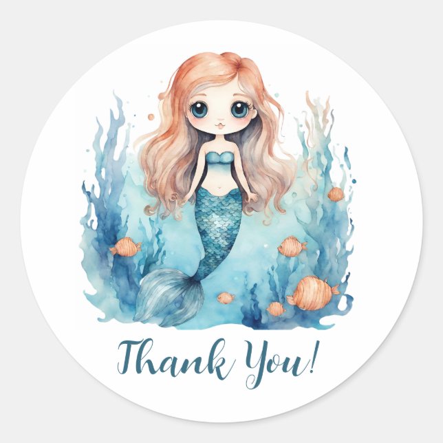 Adesivo Selos De Envelope Sereias De Sereia Muito Obrigado (Frente)