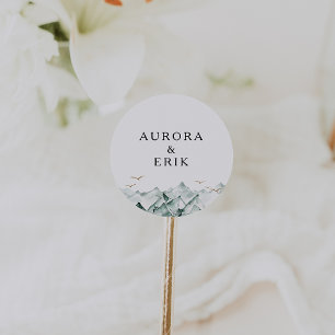 Adesivo Selos de Envelopes de Casamento de Montanha Verde