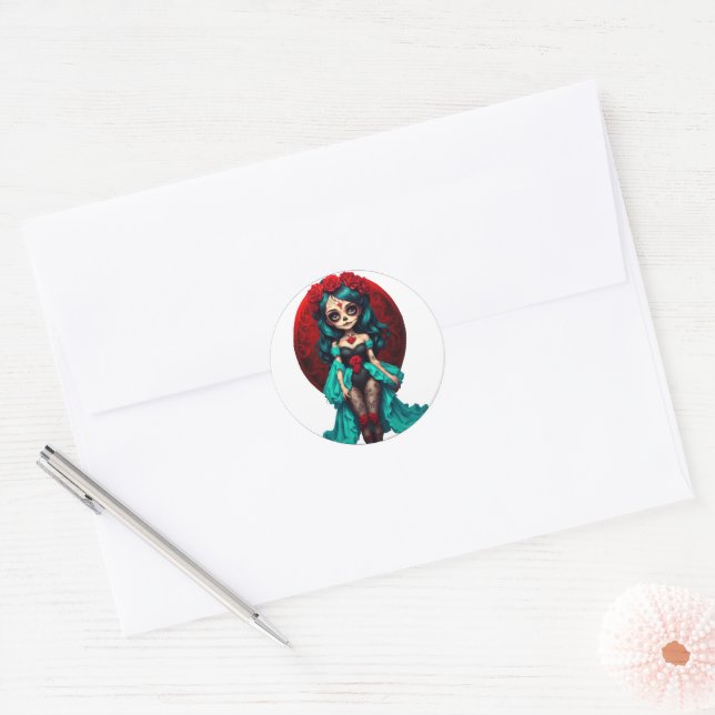 Adesivo Selos de envelopes de caveiras açucaradas e rosas  (Envelope)