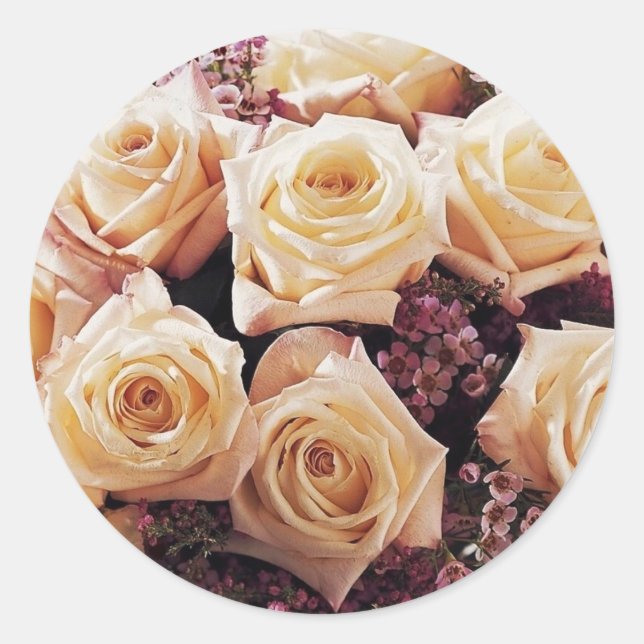 Adesivo Selos de envelopes Florais, brancos e roxos (Frente)